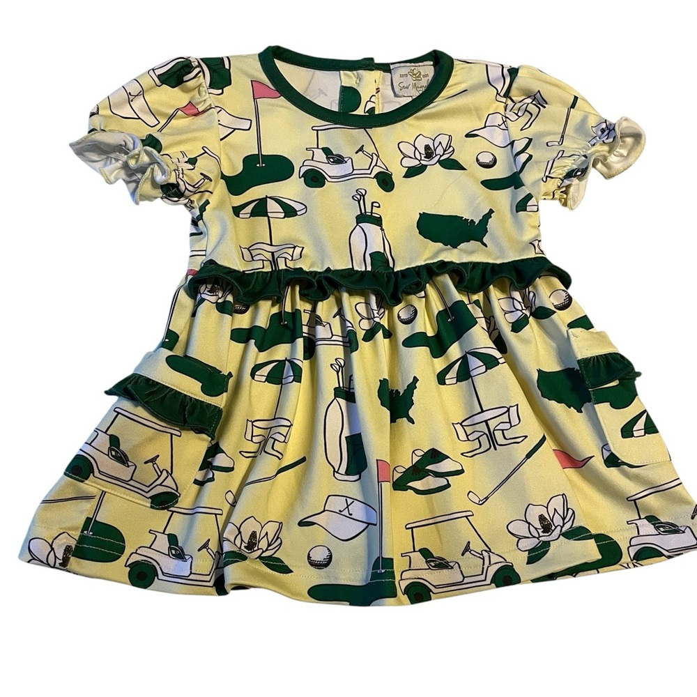 Sew Magnolia Smocks Girls Golf Dress 18M | Short Sleeve Play Dress‎ with Pockets